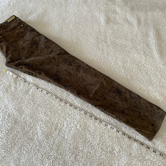 Zara Woman Snake Print Corduroy Skinny Pants Brown Stretch Mid Rise Size 6 - Picture 8 of 9
